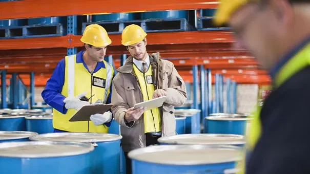 Safety Workers view Electronic SDS on tablet